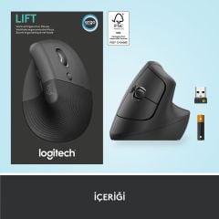 Logitech Lift Sessiz Kablosuz Ergonomik Dikey Mouse - Siyah 910-006473