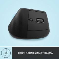 Logitech Lift Sessiz Kablosuz Ergonomik Dikey Mouse - Siyah 910-006473