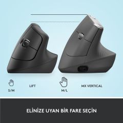 Logitech Lift Sessiz Kablosuz Ergonomik Dikey Mouse - Siyah 910-006473