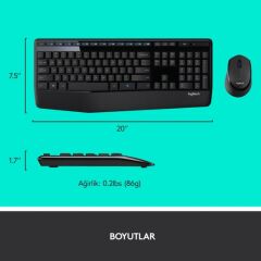 Logitech MK345 Kablosuz Türkçe Klavye Mouse Seti - Siyah 920-006514