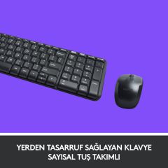 Logitech MK220 Kablosuz Türkçe Klavye Mouse Seti - Siyah 920-003163