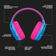 Logitech G G435 LIGHTSPEED Kablosuz Oyuncu Kulaklığı - Mavi 981-001062