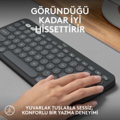 Logitech K380s Pebble Keys 2 Çoklu Cihaz Özellikli Bluetooth Türkçe Q Klavye - Siyah