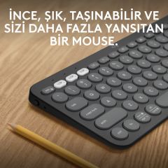 Logitech K380s Pebble Keys 2 Çoklu Cihaz Özellikli Bluetooth Türkçe Q Klavye - Siyah