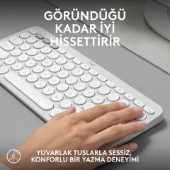 Logitech K380s Pebble Keys 2 Çoklu Cihaz Özellikli Bluetooth Türkçe Q Klavye - Beyaz