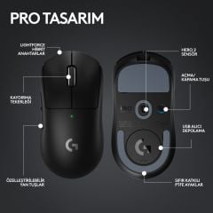 Logitech G PRO X SUPERLIGHT 2 Hafif HERO 2 Sensör 32.000 DPI LIGHTSPEED Kablosuz Oyuncu Mouse - Siyah