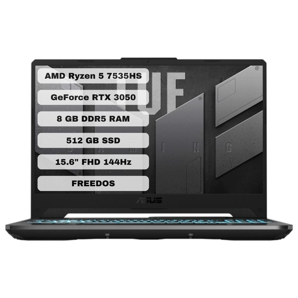 Asus TUF Gaming A15 FA506NC-HN006 AMD Ryzen 5 7535HS 8GB 512GB SSD RTX3050 Freedos 15.6'' FHD Taşınabilir Bilgisayar