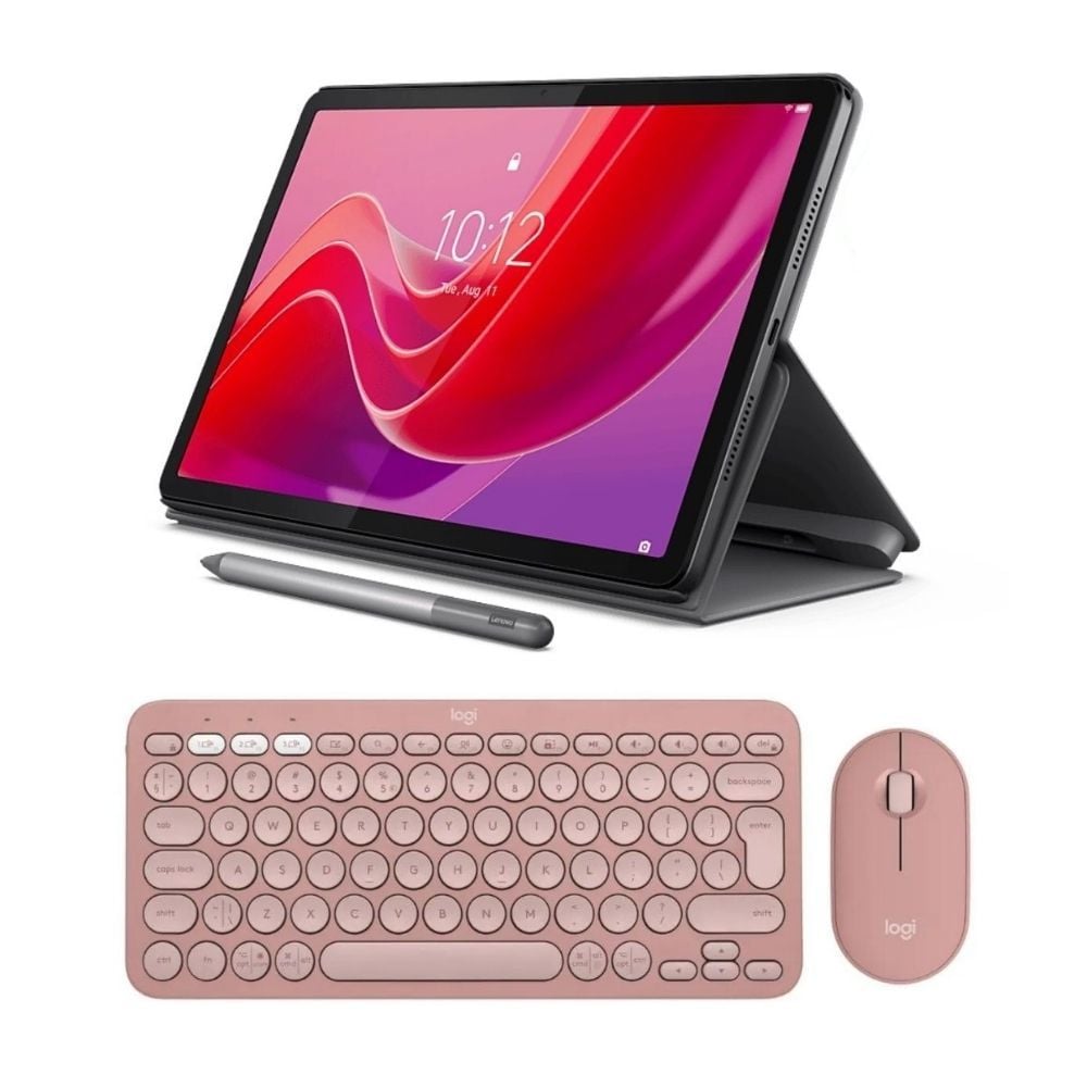 Lenovo Tab K11 TB330FU 11'' 4GB + 128GB WUXGA Wi-Fi Tablet ZADC0072TR Kılıf + Lenovo Tab Pen + Pebble 2 Klavye Mouse Pembe