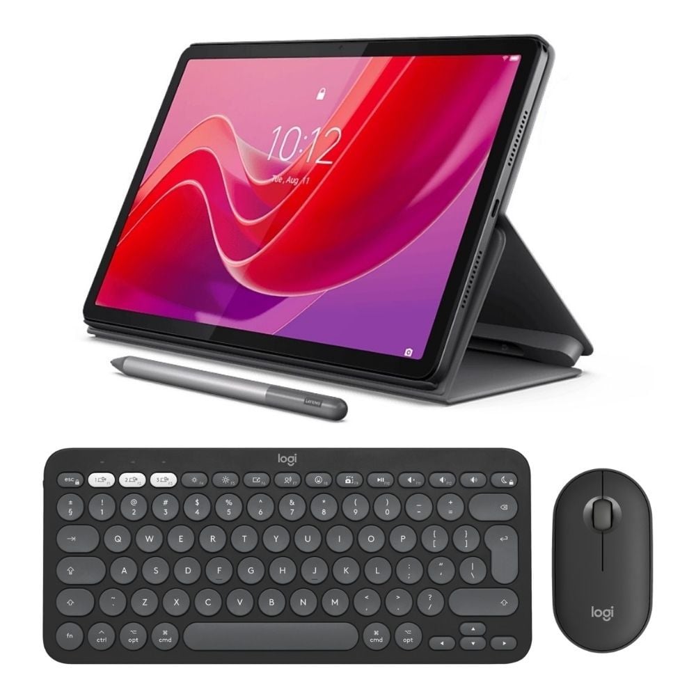 Lenovo Tab K11 TB330FU 11'' 4gb + 128GB Wuxga Wi-Fi Tablet ZADC0072TR Kılıf + Lenovo Tab Pen + Pebble 2 Klavye Mouse Siyah