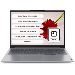 Lenovo Thinkbook 16 GTI32 Intel Core i5 1335U 32GB 512GB SSD Freedos 16'' Wuxga Gri Taşınabilir Bilgisayar 21KH001ETR