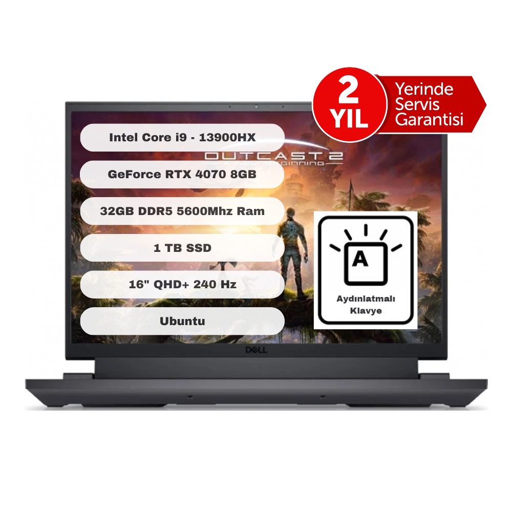 Dell G16 7630 Intel Core i9 13900HX 32GB 1TB SSD RTX4070 8GB Ubuntu 16'' Qhd+ 240Hz G76302401024U