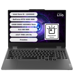 Lenovo LOQ 15IAX9 Intel Core i5 12450HX 16GB 512 GB SSD RTX4060 Freedos 15.6'' FHD  Taşınabilir Bilgisayar 83GS007XTR16