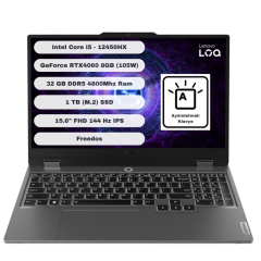 Lenovo Loq 15IAX9 GTI132 Intel Core I5 12450HX 32GB 1TB SSD RTX4060 Freedos 15.6'' FHD Taşınabilir Bilgisayar 83GS007XTR