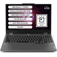Lenovo LOQ 15ARP9 AMD Ryzen 5 7235HS 16GB 512GB SSD RTX3050 Freedos 15.6'' FHD Taşınabilir Bilgisayar 83JC000QTR