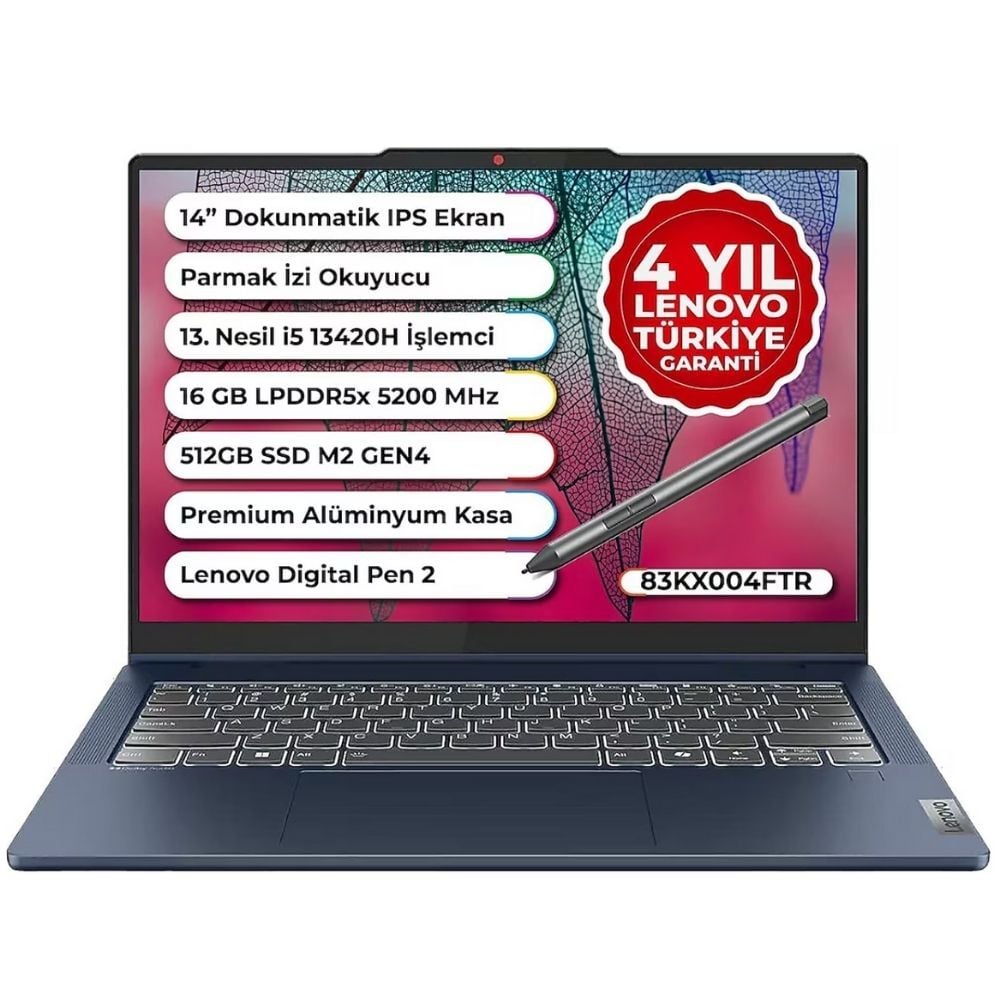 LENOVO IdeaPad Slim 5 Case 2 in 1 İntel Core i5-13420H 16GB 512GB SSD Freedos 14'' WUXGA Taşınabilir Bilgisayar 83KX004FTR