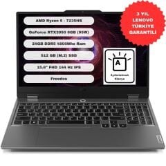 Lenovo LOQ Amd Ryzen 5 7235HS 24GB 512GB SSD RTX3050 Freedos 15.6'' FHD Taşınabilir Bilgisayar 83JC00DXTR