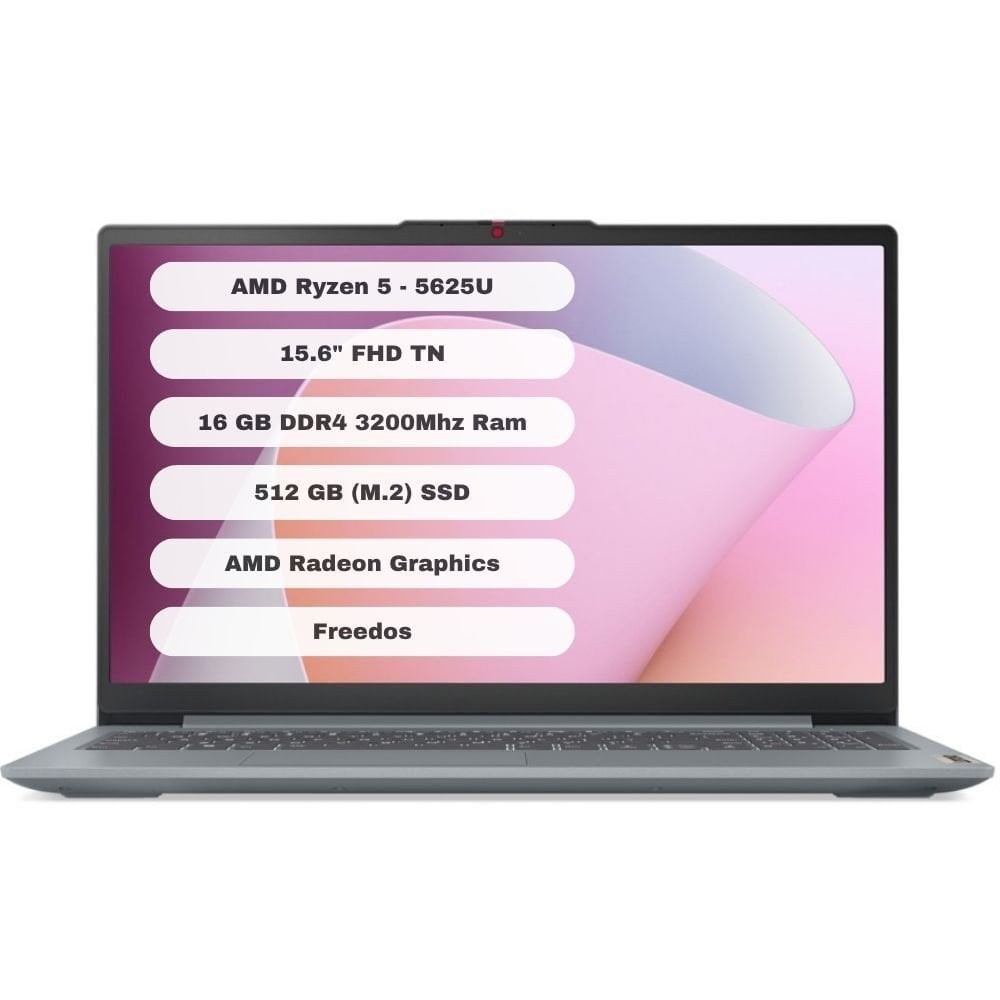 Lenovo Ideapad Slim 3 15ABR8 AMD Ryzen 5 5625U 16GB 512GB SSD Freedos 15.6'' FHD 82XM00PWTX