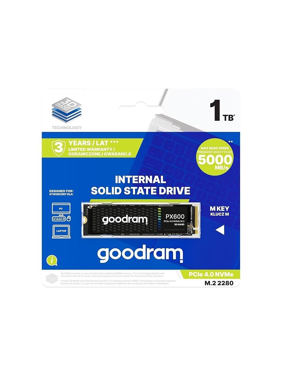 Goodram PX600 1000GB PCle 4 x4 M.2 2280  SSD