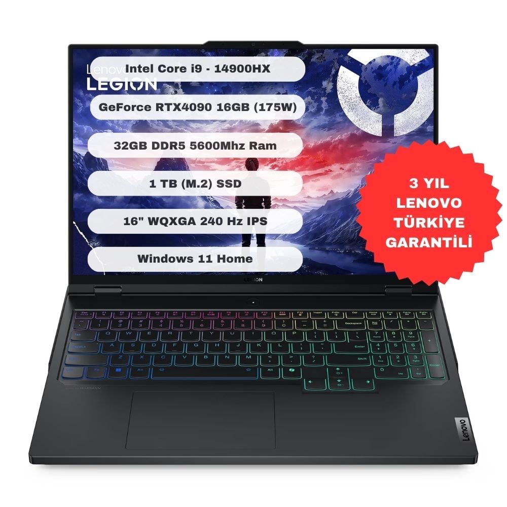 Lenovo Legion Pro 83DE002KTR Intel Core i9 14900HX 32GB 1TB SSD RTX4090 W11 Home 16'' WQXGA