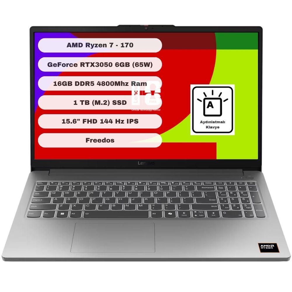 Lenovo LOQ 15ARP10E 83S000DYTR AMD Ryzen 7 170 16GB 1TB SSD RTX 3050 Freedos 15.6'' FHD