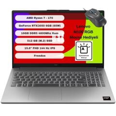 Lenovo LOQ 15ARP10E 83S000E0TR AMD Ryzen 7 170 16GB 512GB SSD RTX 3050 Freedos 15.6'' FHD