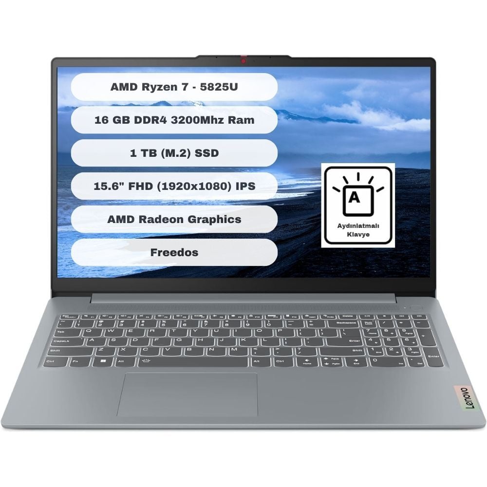 Lenovo Ideapad Slim 3 15ABR8 82XM018ETR AMD Ryzen 7 5825U 16GB 1TB SSD Freedos 15.6'' FHD