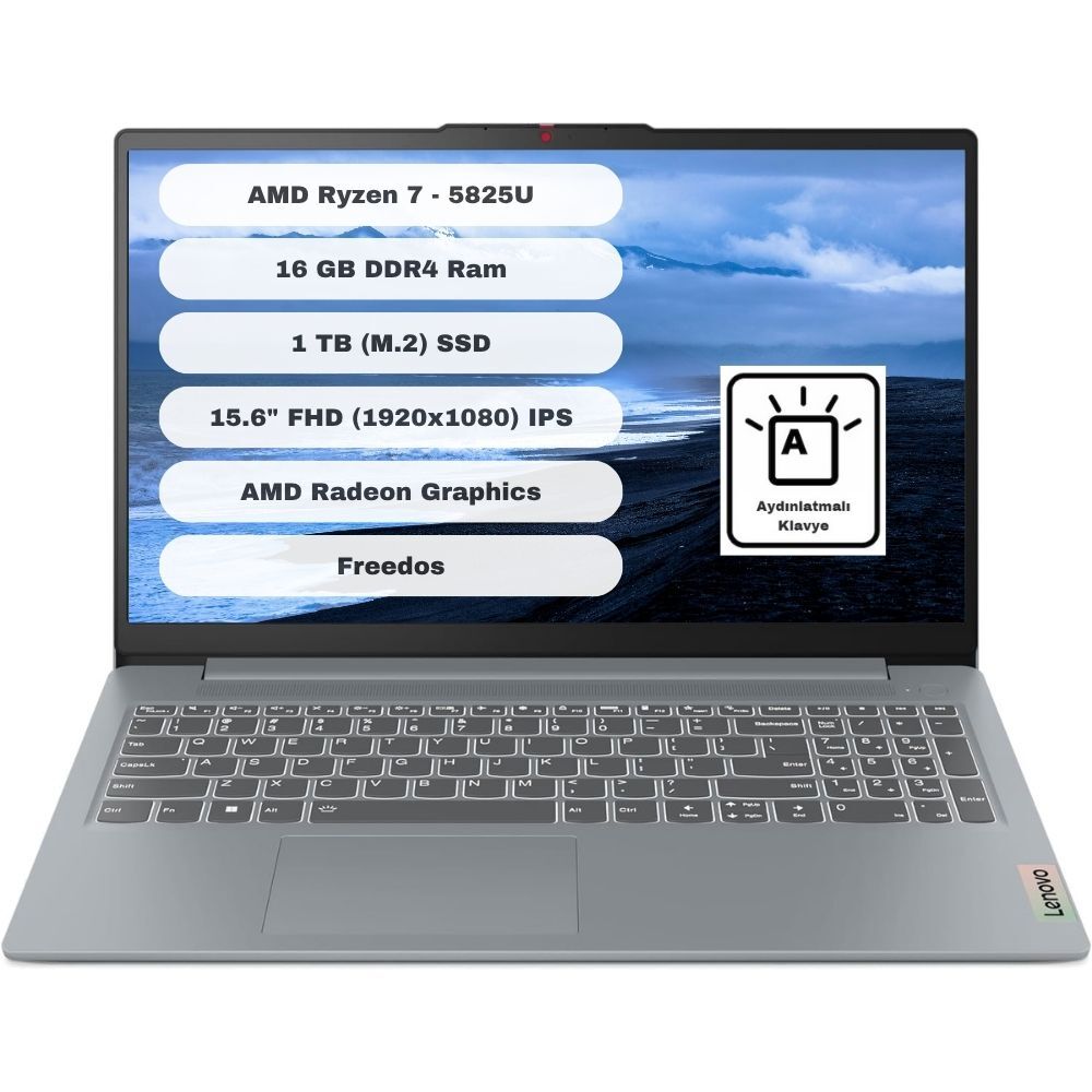 Lenovo Ideapad Slim 3 15ABR8 82XM018ETR AMD Ryzen 7 5825U 16GB 1TB SSD Freedos 15.6'' FHD