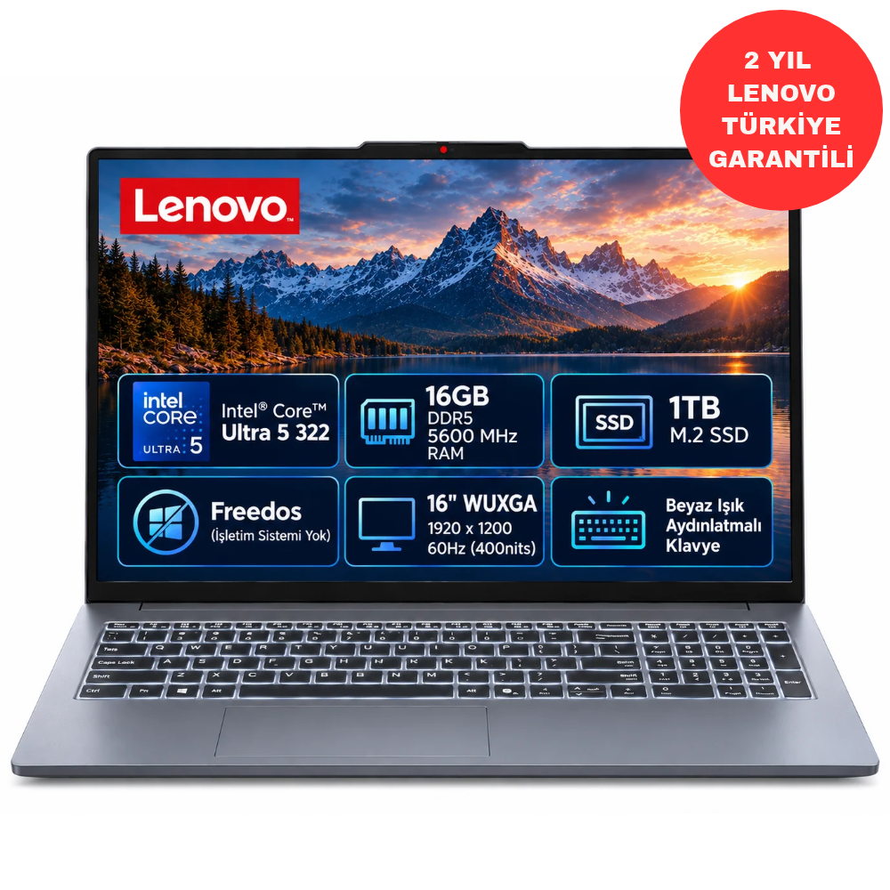 Lenovo IdeaPad Slim 3 16IPH11 Intel Core Ultra 5 16GB 1TB SSD 16'' WUXGA  Freedos 83US001TTR