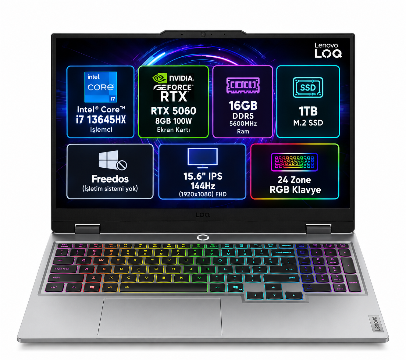 Lenovo LOQ 15IRX10 83JE01BETR Intel Core i7 13645HX 16GB 1TB SSD RTX 5060 Freedos 15.6'' FHD
